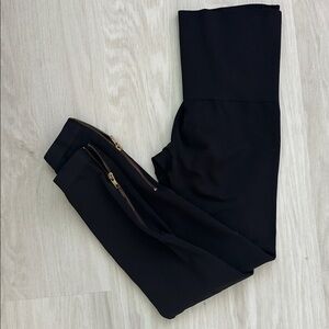 Spanx Black Leggings with Gold Zipper Detail